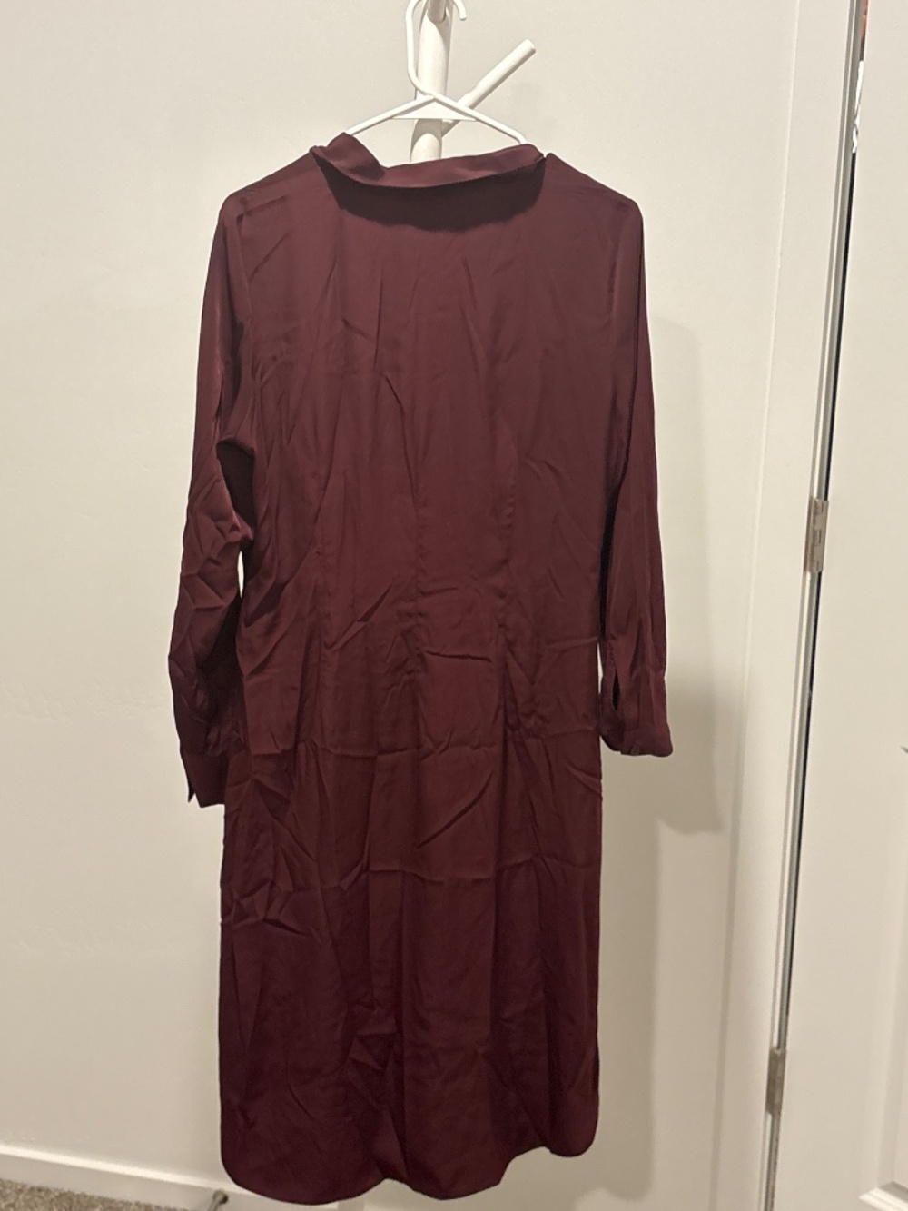 Alfani Purple Satin Long Sleeve Shirt Dress Knotted Waist- Size 10 NWT - Picture 5 of 5
